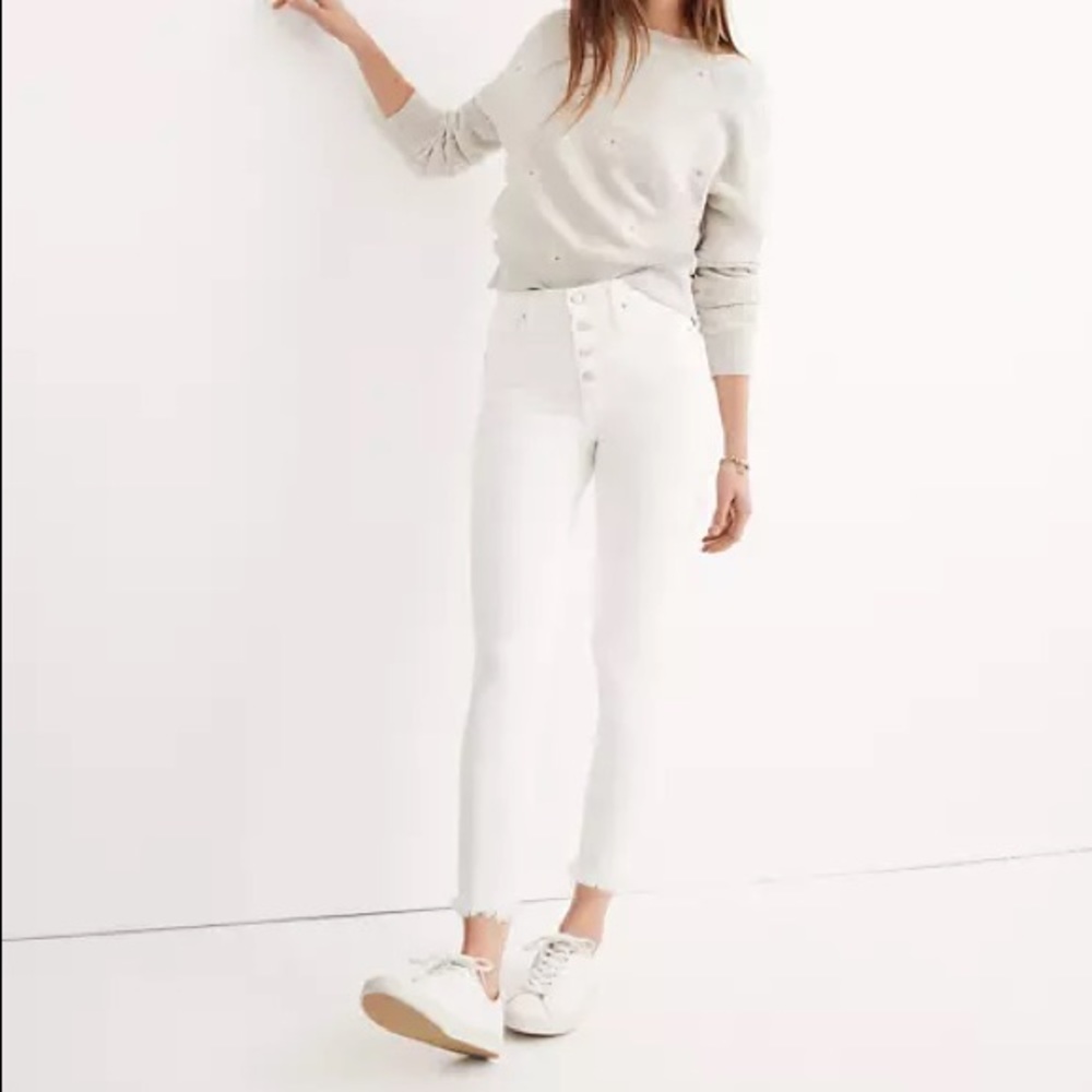Madewell 10” high-rise skinny jeans in pure white